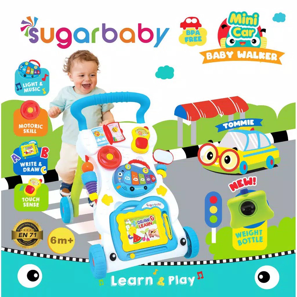 Sugarbaby Sugar Baby Mini Car Push Baby Walker With Weight Bottle (Baby Walker) - NEW