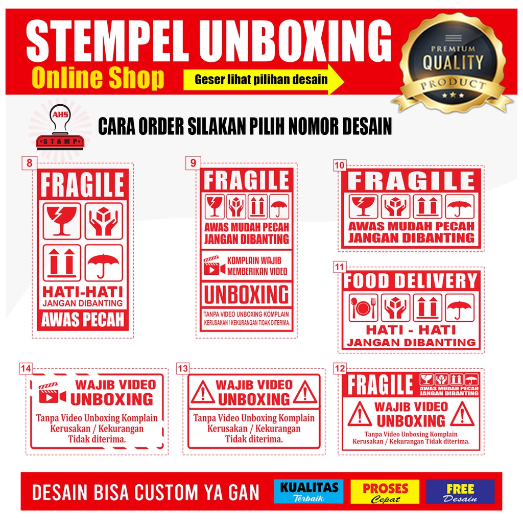 

[PROMO]Stempel Unboxing Fragile Custom Nama, Otomatis, Flash Murah berkualitas