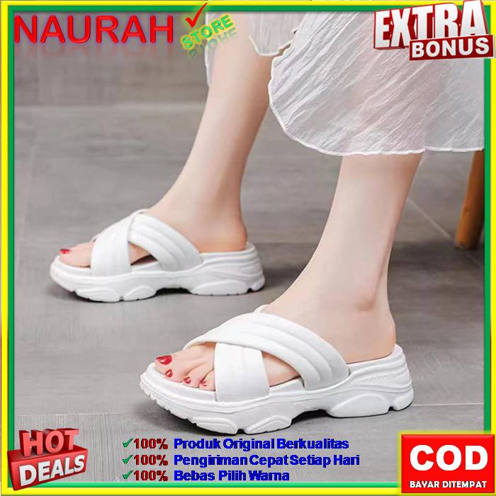 Sandal Slop Wanita Balance 2201 K6 Sendal Wedges Tali Silang Sol Tebal Import 100% Original Rubber Jelly Kekinian Anti Slip Empuk Nyaman Awet Sol