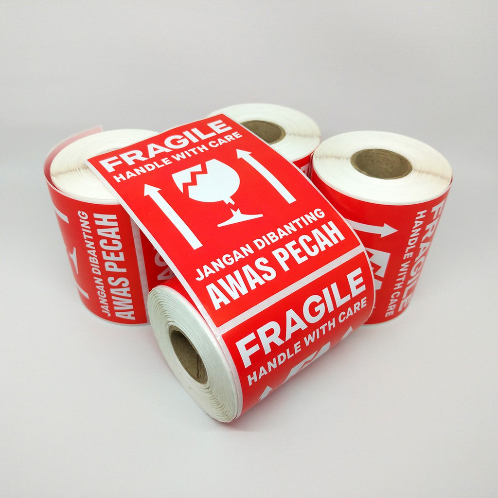 

HJK Stiker Label Fragile Handle With Care Sticker Awas Pecah Jangan Dibanting 11 x 8 Cm (1 Roll/200