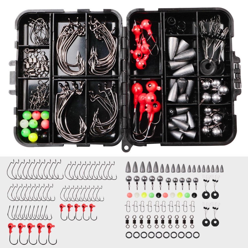 Kail Pancing Fishing Hook Tackle Box Set 148 PCS - JY07 - Black