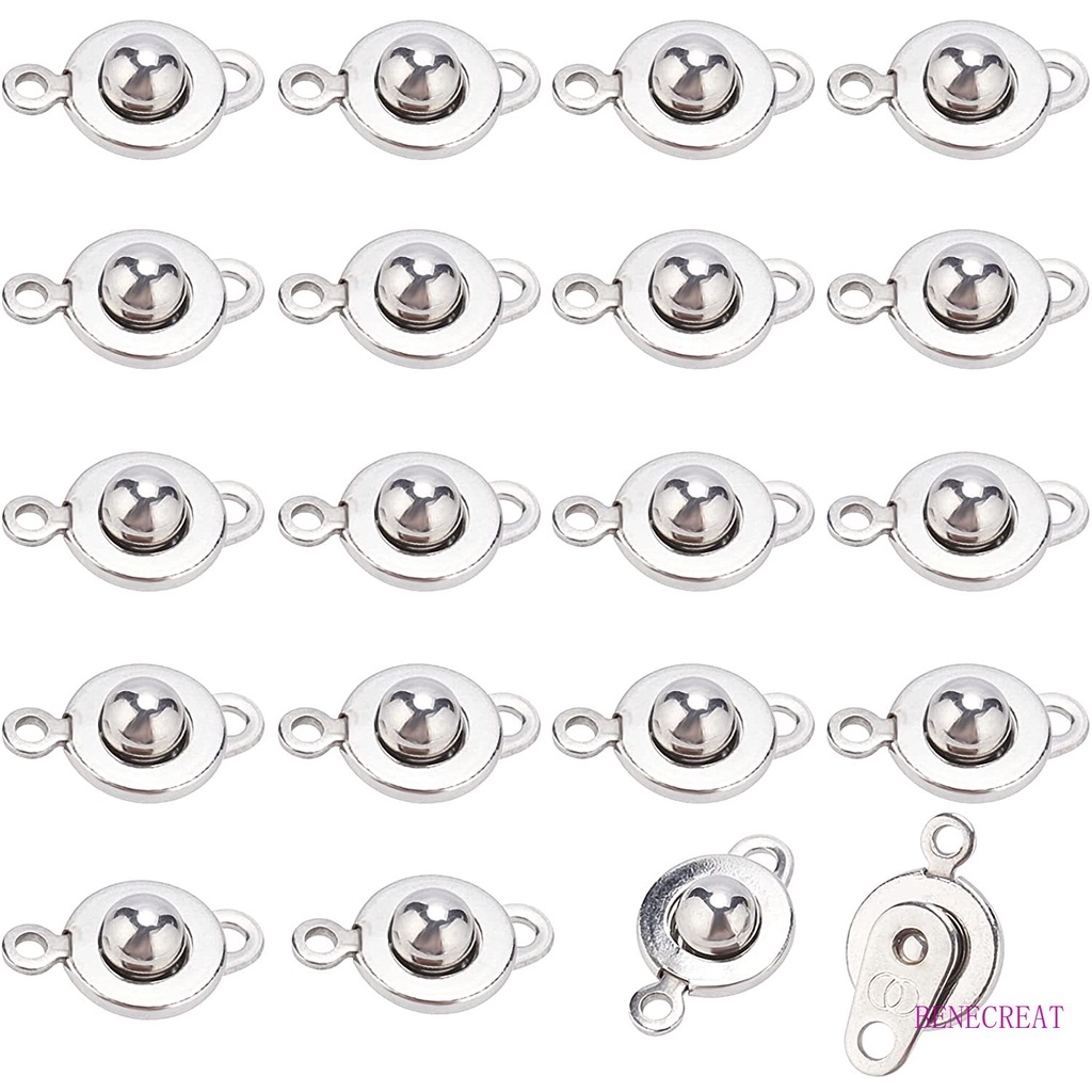 Benecreat 20pcs 304jepit Snap Stainless Steel, Snap Button Fastener Clasp Stainless Steel Untuk Kalung Gelang DIY Craft