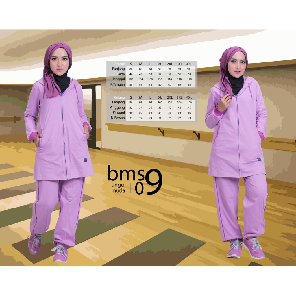 BELIEVE BMS 09 UNGU BAJU OLAH RAGA MUSLIMAH OLGA WANITA SENAM JOGING FASHION MUSLIM KAOS