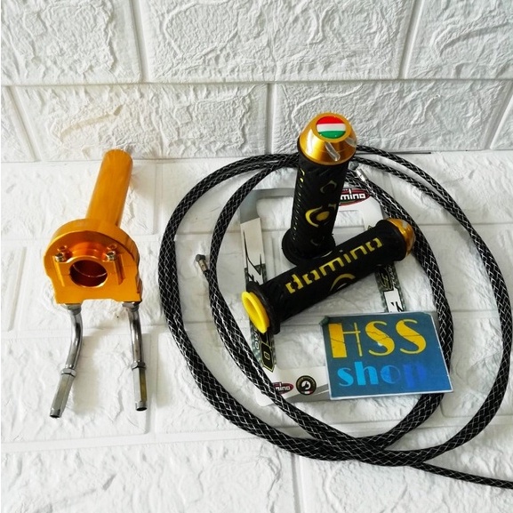 Gas Spontan Kabel 2 + Handgrip Domino Jalu + 2 Kabel Gas = Mio M3, Beat Fi, Scoopy Fi, Ninja 250,,Mi