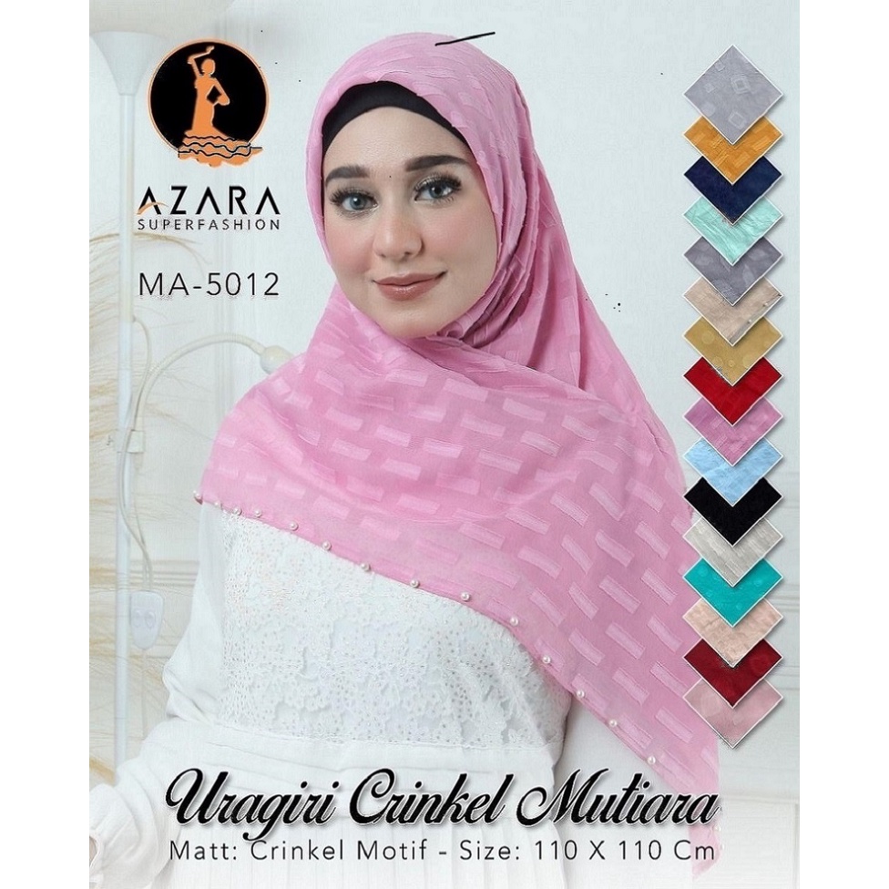 JILBAB SEGI EMPAT URAGIRI SEGIEMPAT MOTIF FRENCH ROSE RUBIAH SQUARE BY AZARA CERUTY MUTIARA TERLARIS