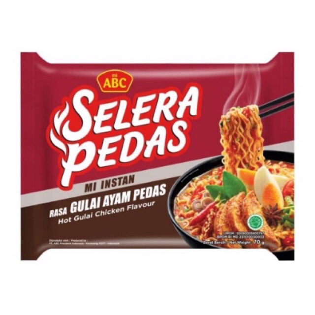 

MIE ABC 70 GR BAG SELERA PEDAS RASA AYAM GULAI PEDAS