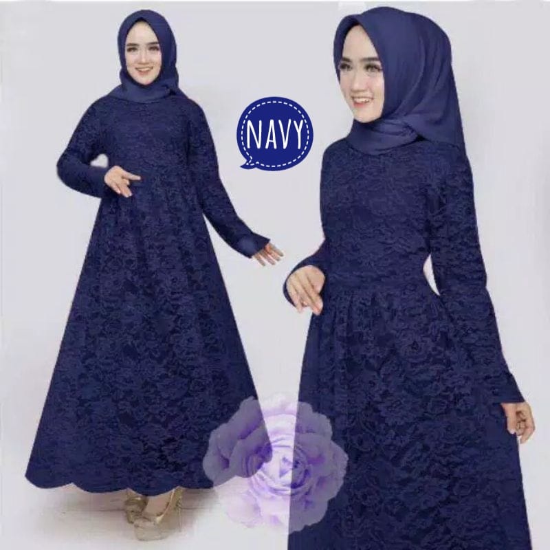 BJ - Maxi Tiara Bahan Brukat Corneli - Gamis Dress Wanita Muslimah - Maxi Pesta Fashion Muslim