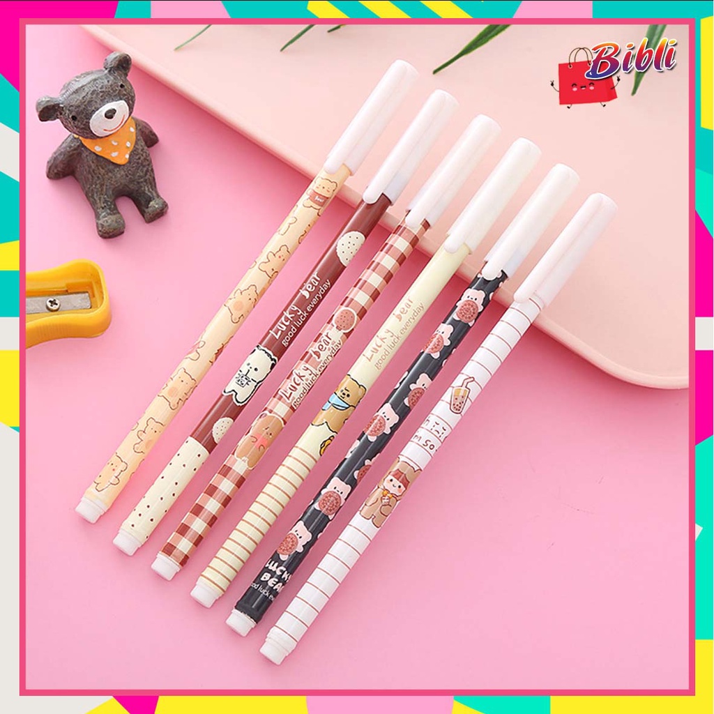 

♛ ♛Pulpen Gel Motif Cute Bear Pulpen Korea Pelajar Dan Kantor Pena Beruang Lucu Import
