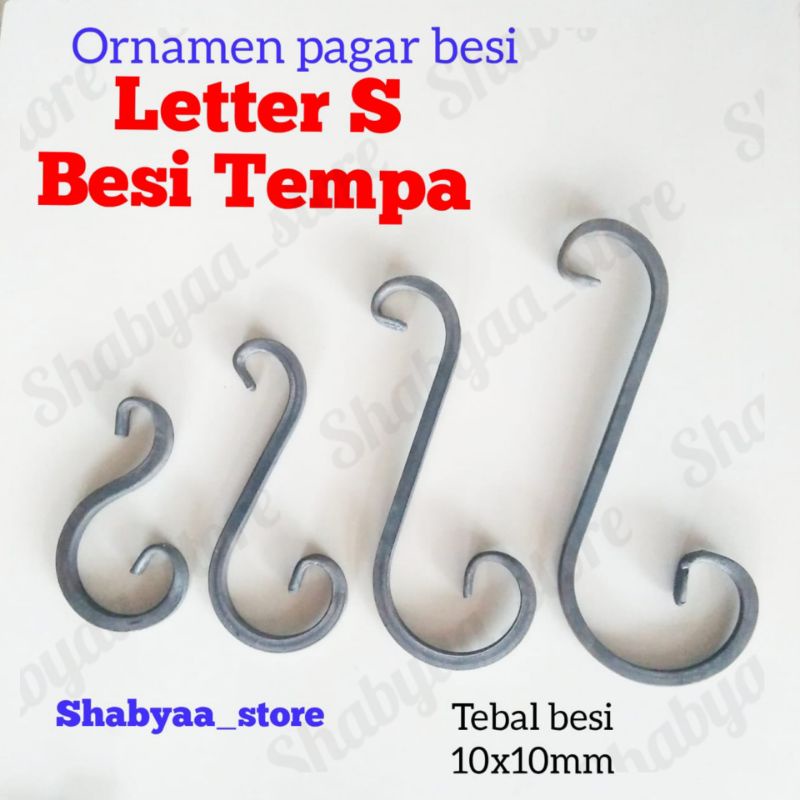 Letter S besi tempa ornamen aksesoris asesoris pagar