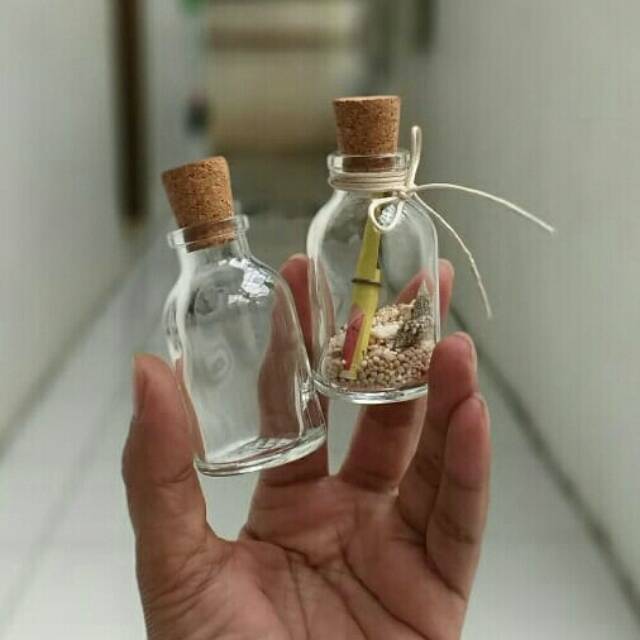 Botol kaca 25ml tutup gabus cork botol kaca kecil gift souvenir dekorasi