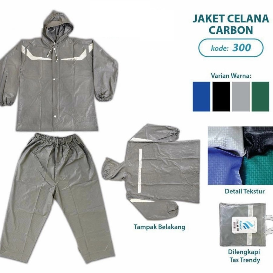 Jas Hujan Jaket Celana Carbon 300 Plevia