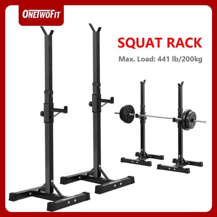 Onetwofit Barbel Rack Adjustable Squat Rack Independent Weight Lifting