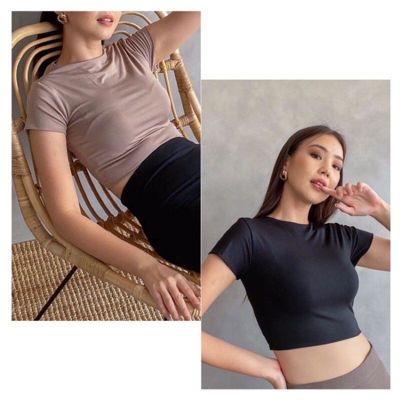 M-XL Crop tee lara lilac 2layer