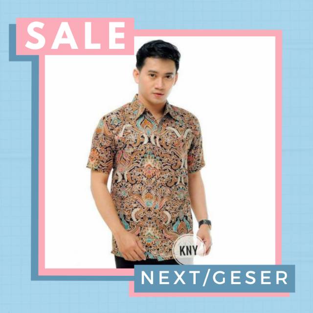 Kemeja Batik Pria Lengan Pendek Motif Sogan Cirebonan