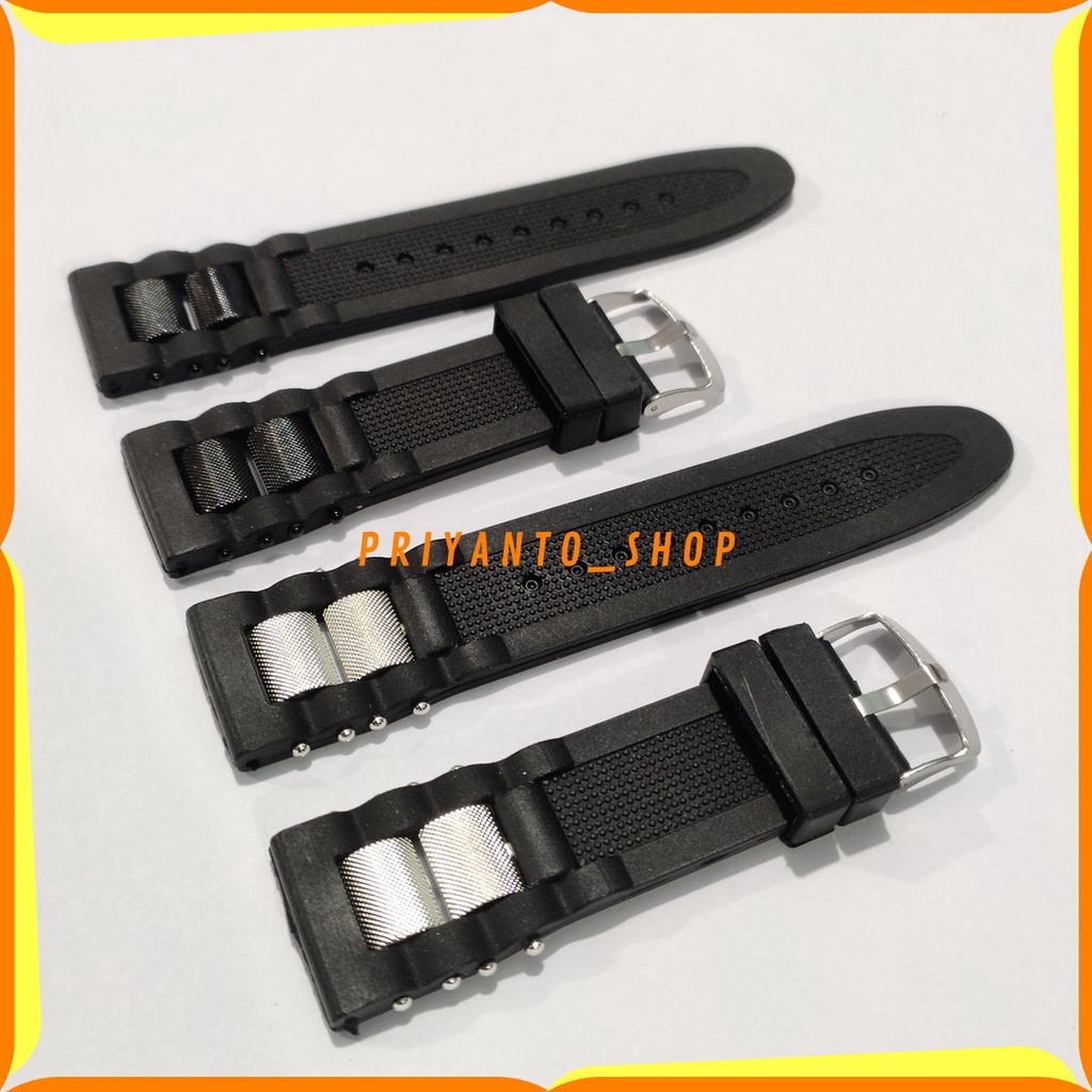 Promo Termurah Tali karet Jam Tangan 24mm Rubber Strap Fashion Hitam Bagus WH58