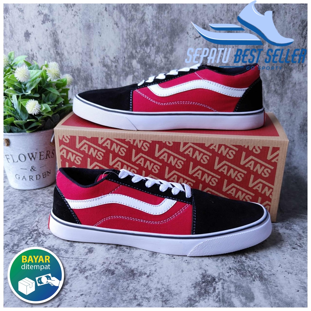 Sepatu Vans Old Skool Classic merah murah meriah sekolah gaya