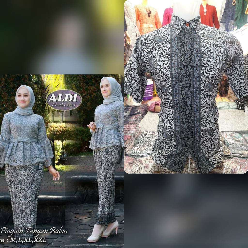 couple kebaya brukat pinguin balon dan hem pendek trend