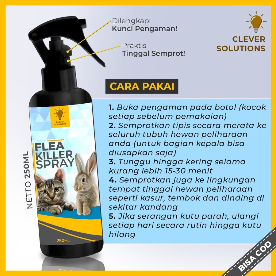 Flea Killer Spray FLEA KILLER REMOVER Obat Anti Kutu Kucing Kelinci Anabul Pembasmi Kutu Kucing Aman Ampuh Anti Flea