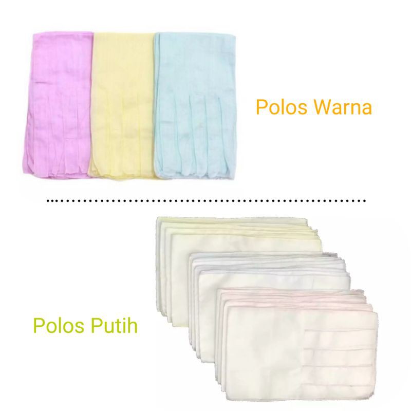 12 lembar Gurita Tali Bayi Halus Tebal Putih dan Warna