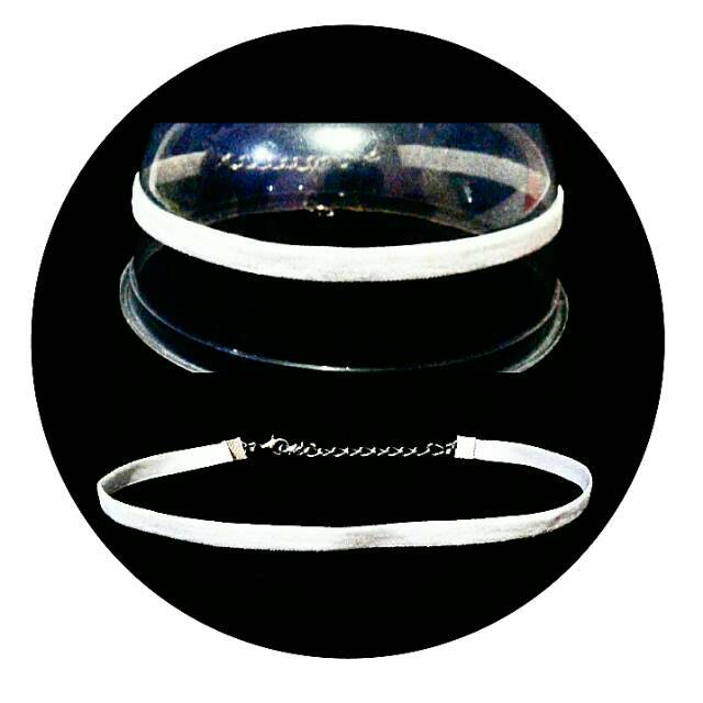 White Stripe Plain Velvet Choker / Thin Velvet Choker Necklace | Kalung Handmade