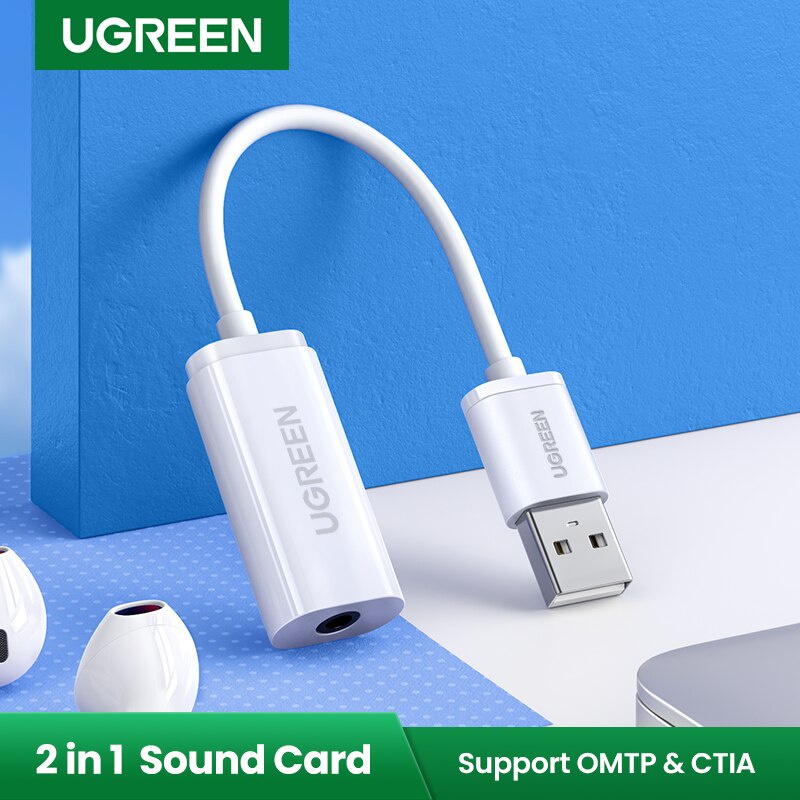 Ugreen Sound Card Eksternal USB Ke Port Audio 3.5mm