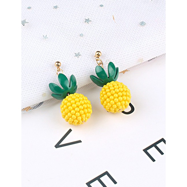 LRC Anting Tusuk Sweet Yellow Beads Decorated Pineapple