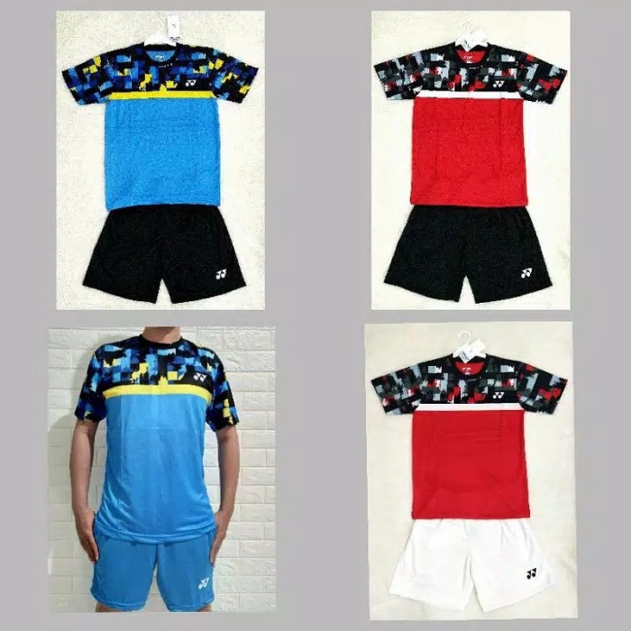 Promo Setelan baju badminton jersey bulutangkis yonex Y144 best seller - merah putih, M Murah