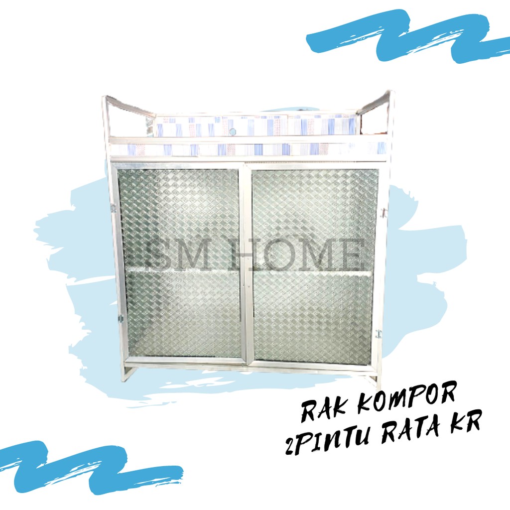 RAK KOMPOR 2PINTU ALUMINIUM RATA BAWAH KERAMIK MEJA KOMPOR RAK PIRING TAHAN KARAT TIKUS