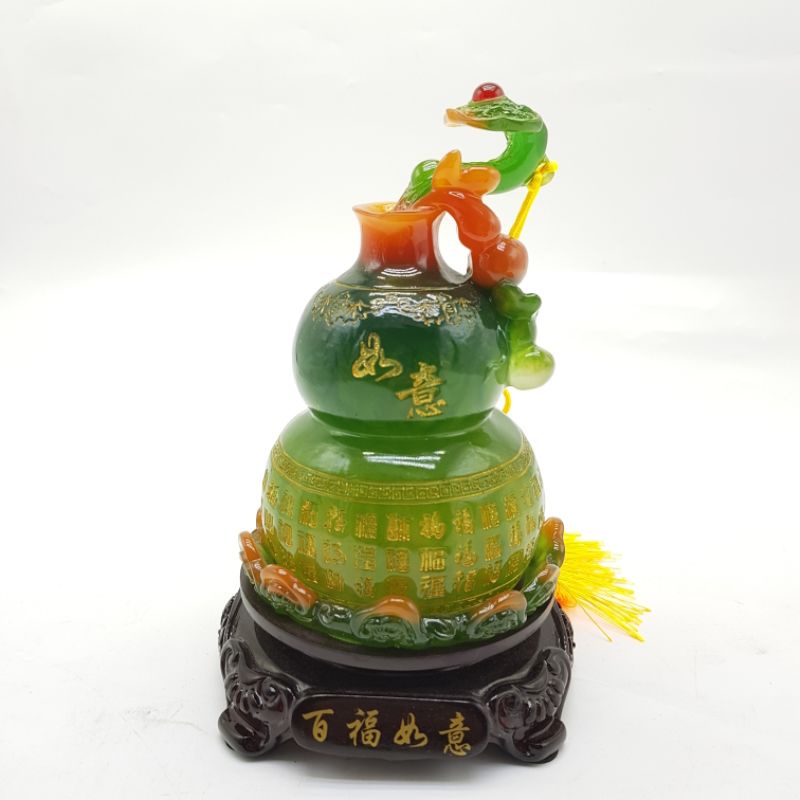 Patung pajangan labu botol / holo / hulu / wu luo / botol labu / labu hoki lucky fengshui giok G40 G