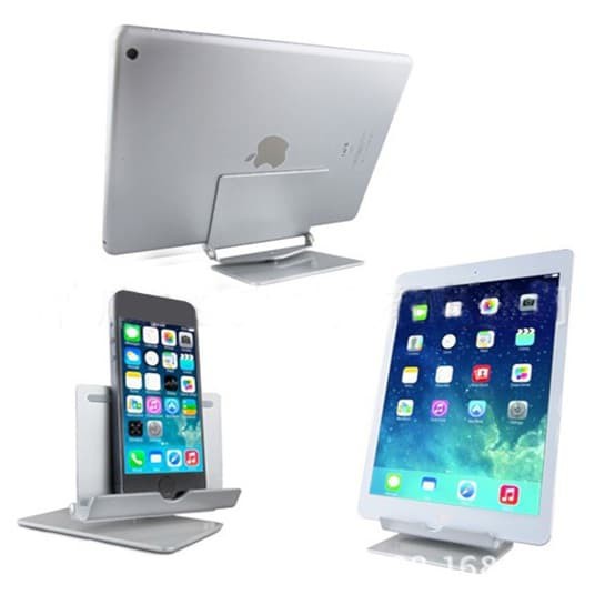 Universal Aluminium Holder for Tablet PC and Smartphone - Silver