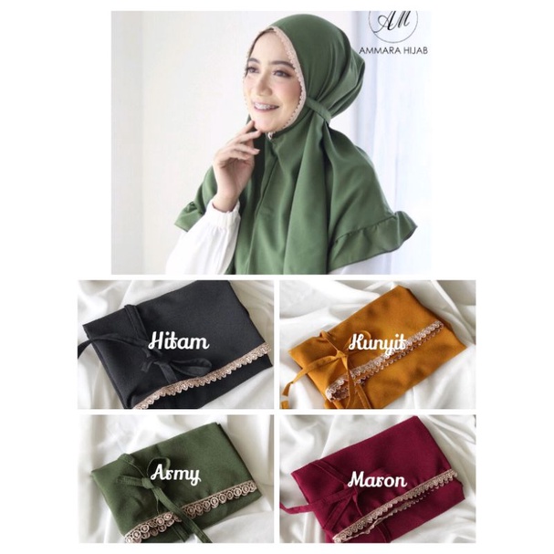 jilbab bergo Maryam diamond crepe renda rempel