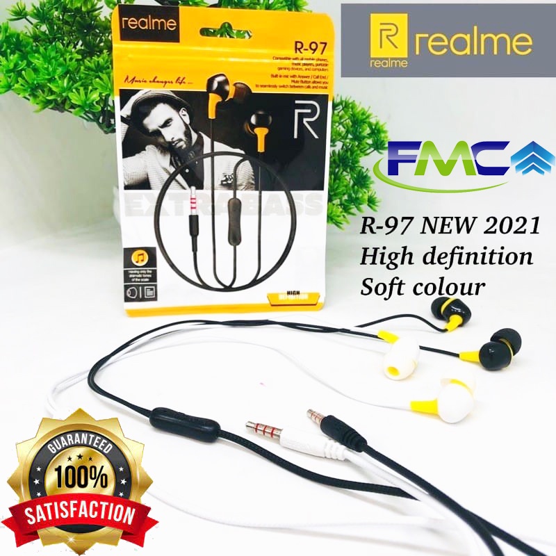 Headset Earphone Handsfree Handset Realme Ekstra Super Bass Xtra Ear Buds Mic Microphone