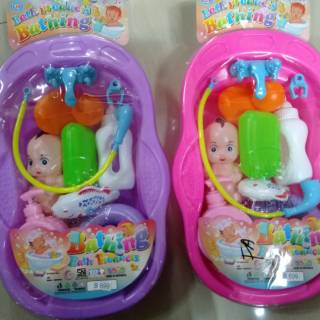 B 699 - Mainan Bayi Saat Mandi Boneka Baby Shower Bak isi Perlengkapan Mandi B699