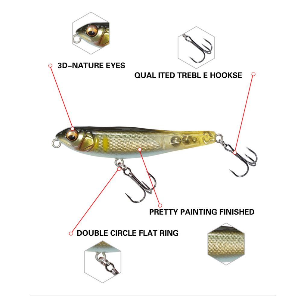 TOP Transparent Fish Hooks Outdoor Minnow Lures Pencil Baits with Steel ball Crankbaits 71mm 7g Tackle Useful Winter Fishing