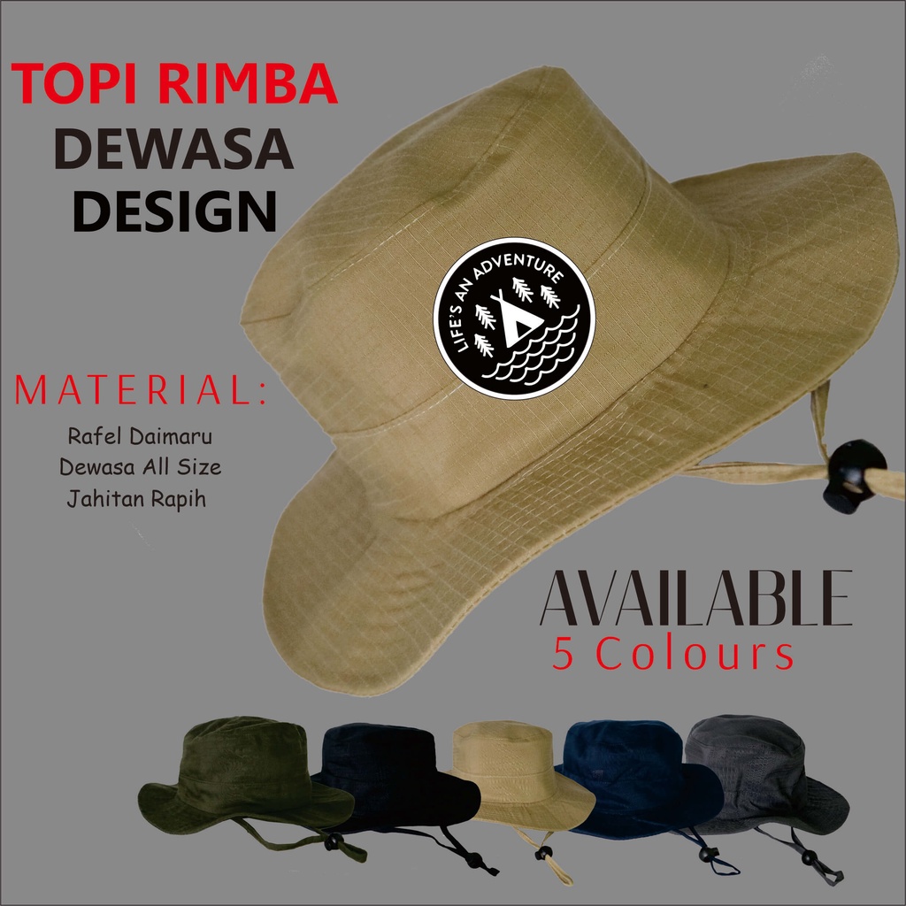 Topi Rimba Jungle Hat Pria Wanita Dewasa Distro Ripstop Premium Desain Life Advanture