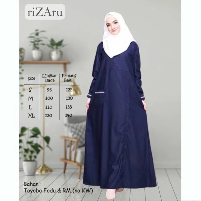 Gamis Kancing Saku depan Bahan Toyobo Fodu