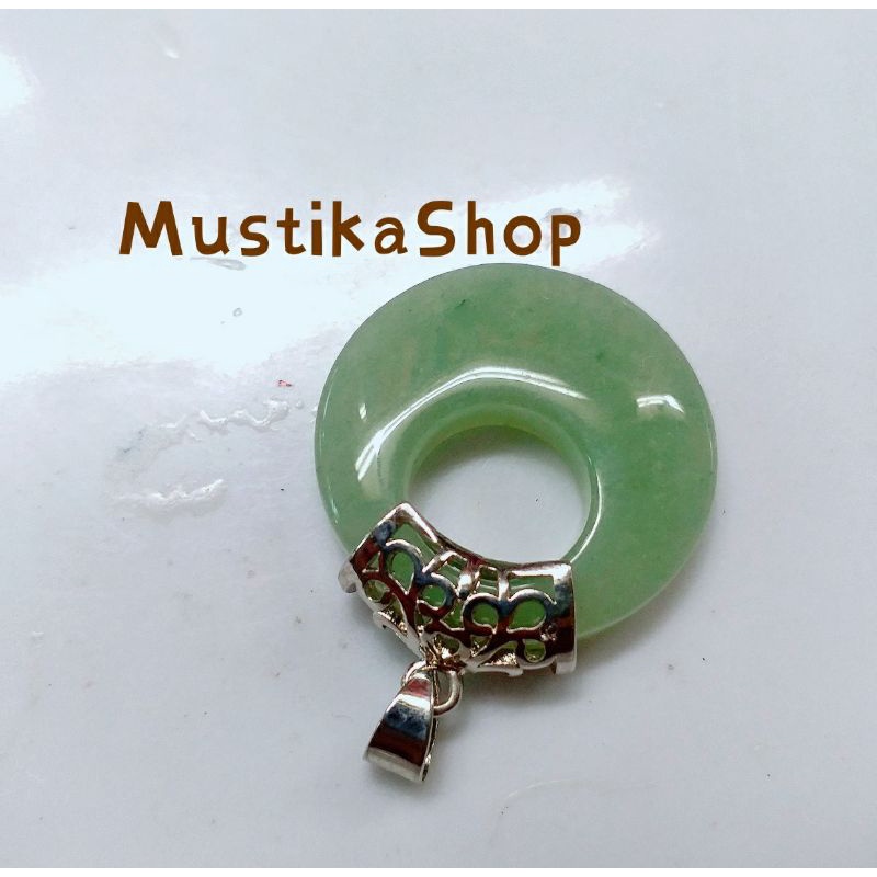 [COD] Liontin Giok Cina Hijau Bulat Natural Batu Alam Asli Termurah