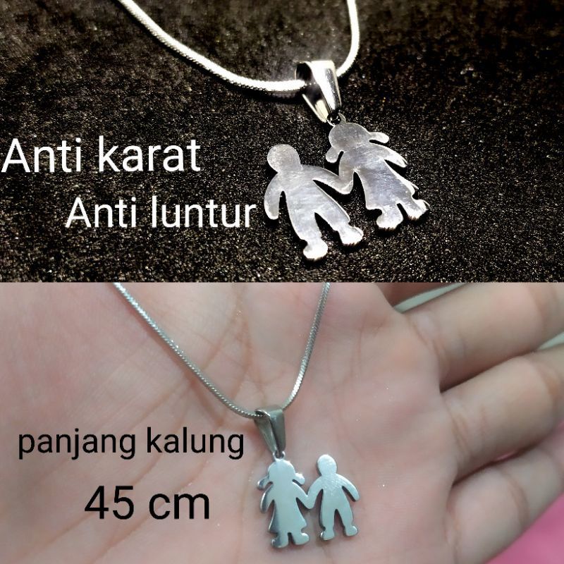 Kalung Titanium Manusia Human Karakter Liontin Silver Anti Karat Tidak Luntur Tahan Air