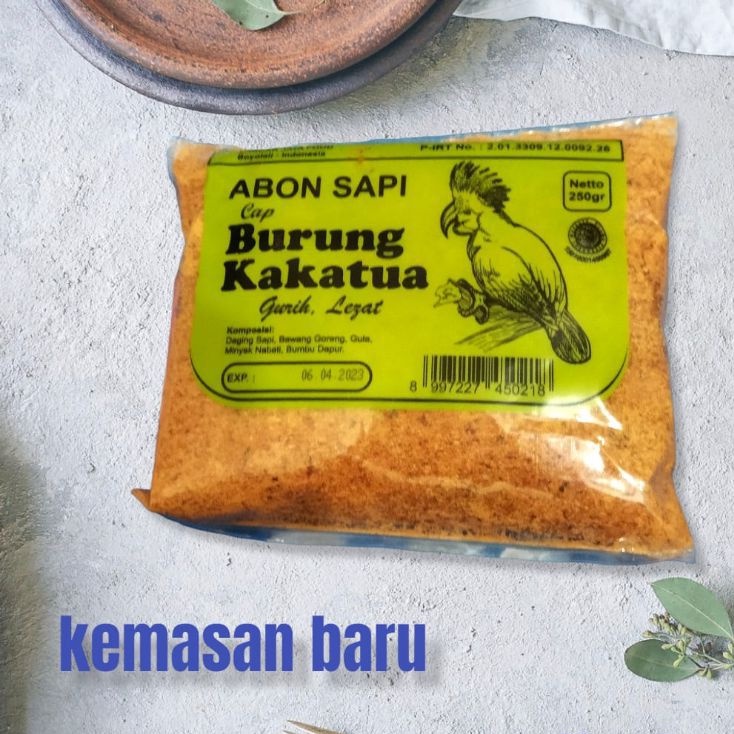 

Abon Sapi cap burung kakatua gurih lezat murah 250 gram