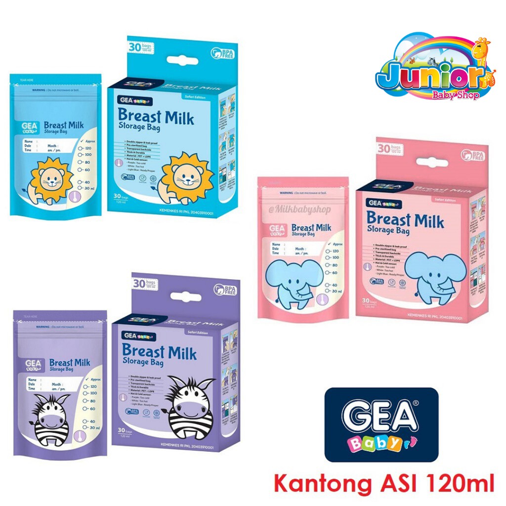 TERMURAH! GEA Baby Breast Milk Storage Bag 120ml Pouch Safari &amp; Mammals Reborn Edition - Kantong Asi