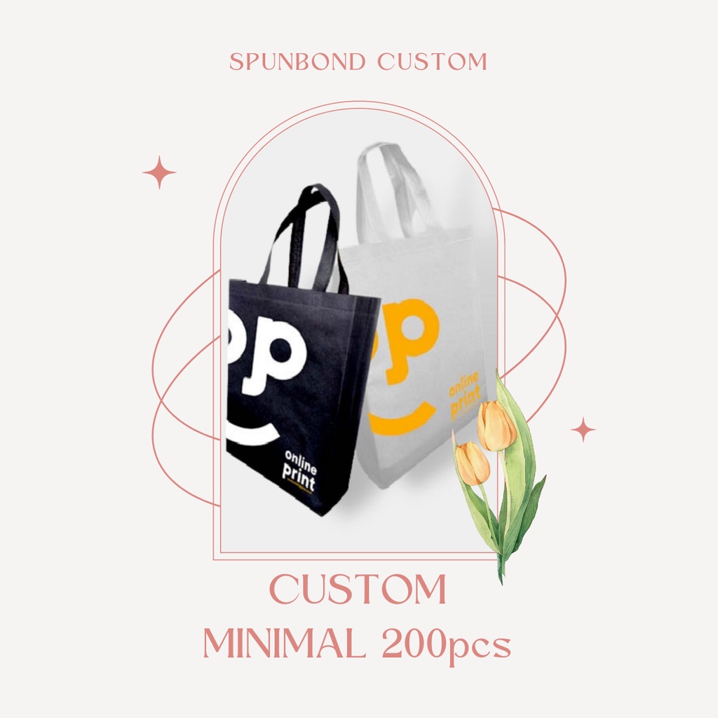 Spunbond Krem 30x10x40cm + Custom Sablon (Harga per pcs)