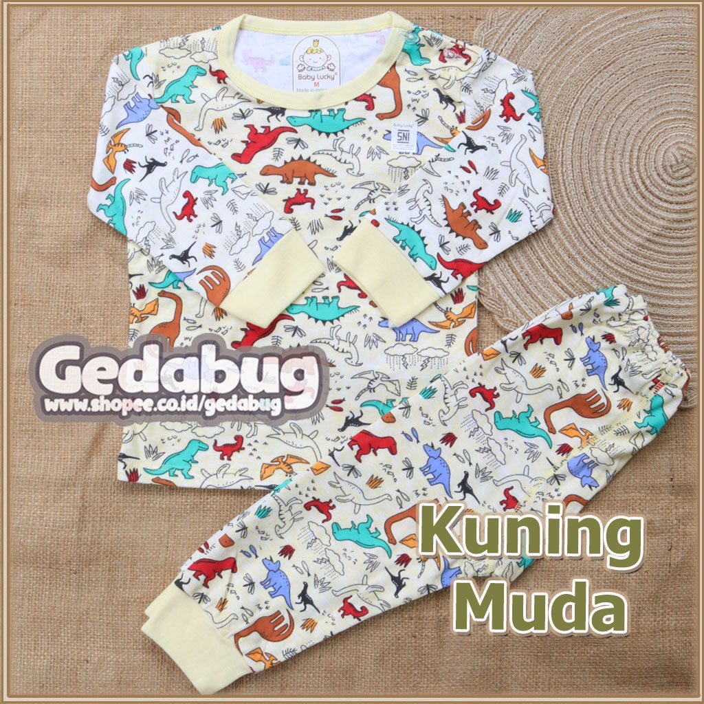 Setelan Piyama Baju tidur harian anak Kaos Lengan Panjang &amp; Celana Panjang Baby Lucky Standar SNI