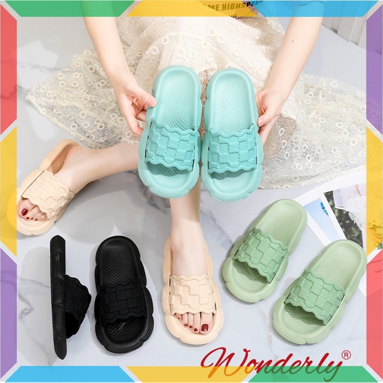 V205WL5 Sandal Karet Jelly Empuk Wanita Sendal Selop Rumahan Cewek Wonderly Import Premium