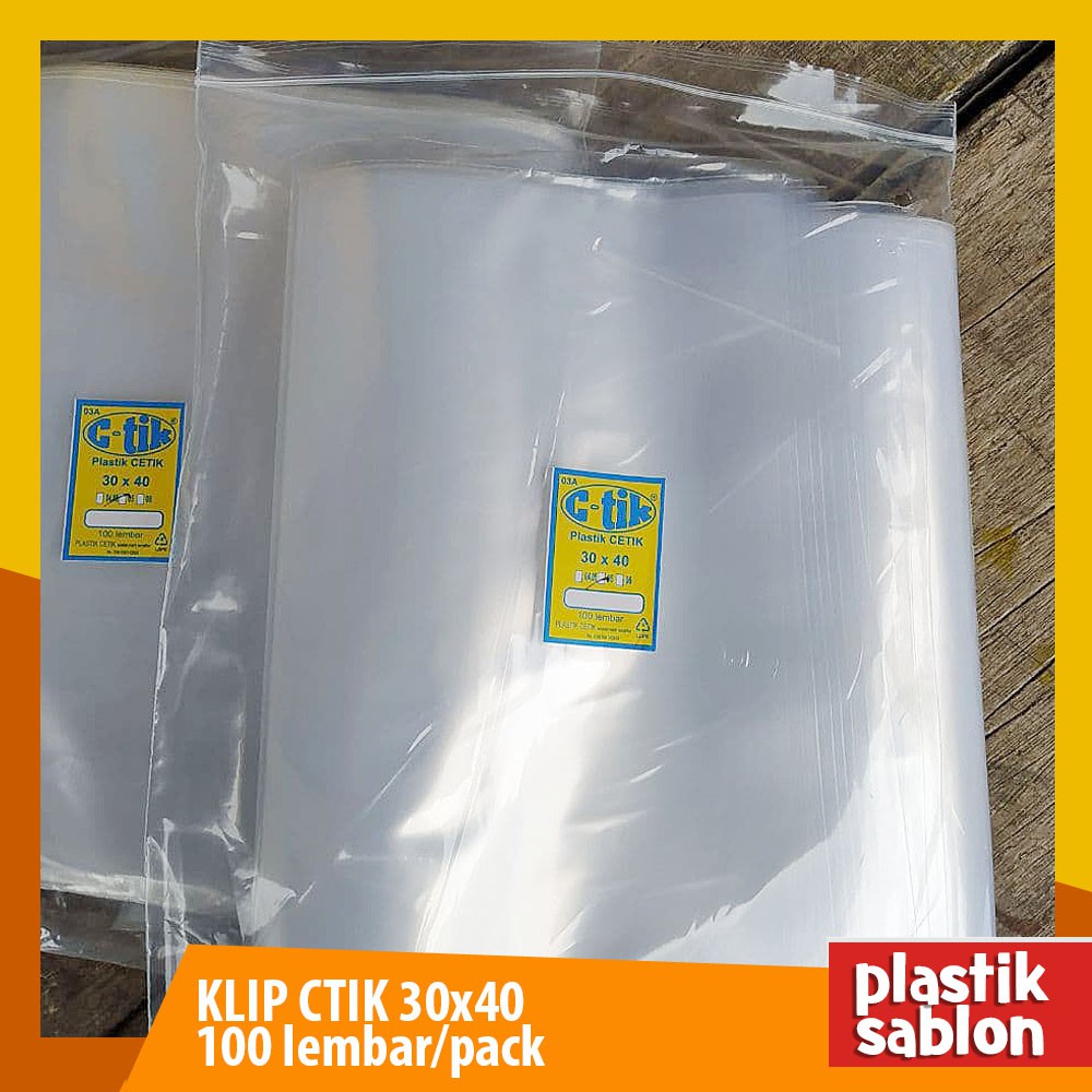 Jual Plastik Ctik Klip Zipper 30x40 Bening Polos 100 Lembar Untuk Kemasan Kaos Distro Ukuran 0110