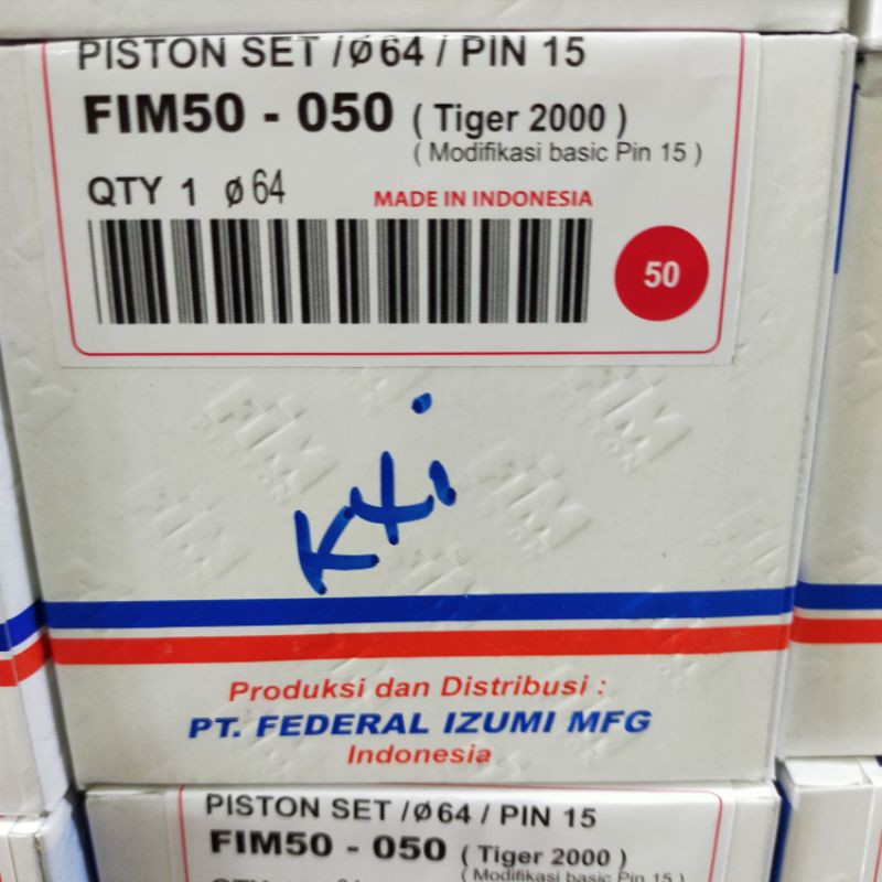 PISTON SEHER KIT SET FIM 50 ukuran 63,5 64 64,5 65 65,5 66 66,5 mm pen pin 15 mm HONDA TIGER 2000-OS 50