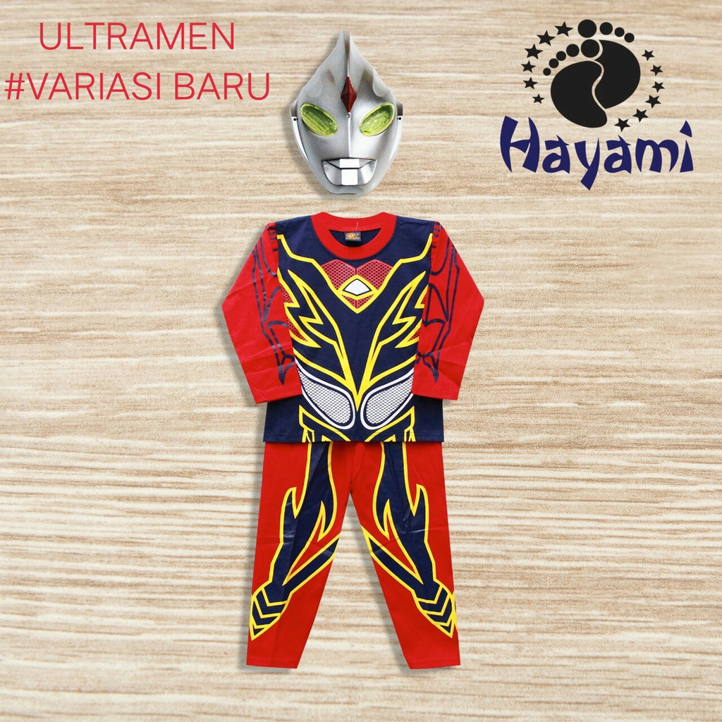 SETELAN ANAK KOSTUM (SABLON) + TOPENG SUPERHERO ULTRAMEN