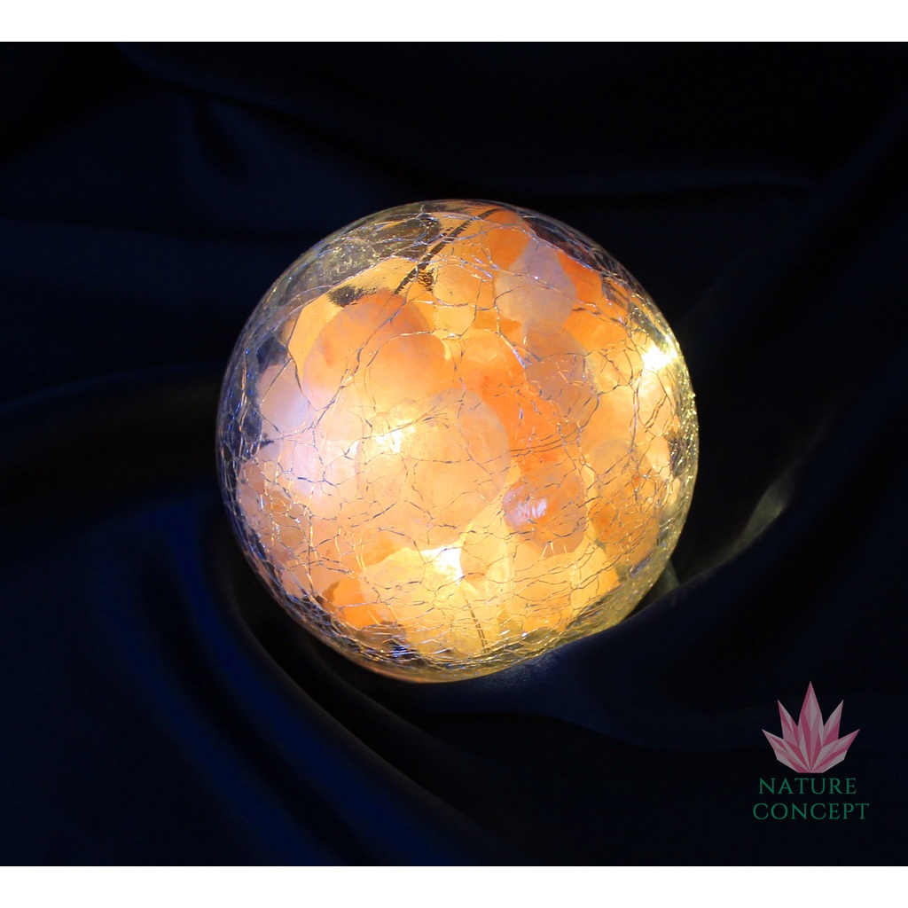 Lampu Kaca Kristal LED Garam Himalaya Glass bowl Crystal Lamp (Batere)