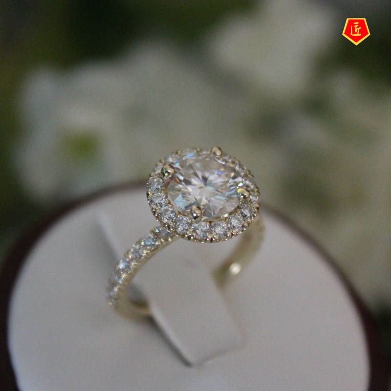 [Ready Stock]Micro-Inlaid Full Diamond Moissanite Ring 18K Gold