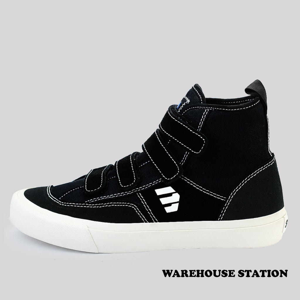 SABA Velcro High Black White - Sepatu Sneakers Casual Pria Wanita