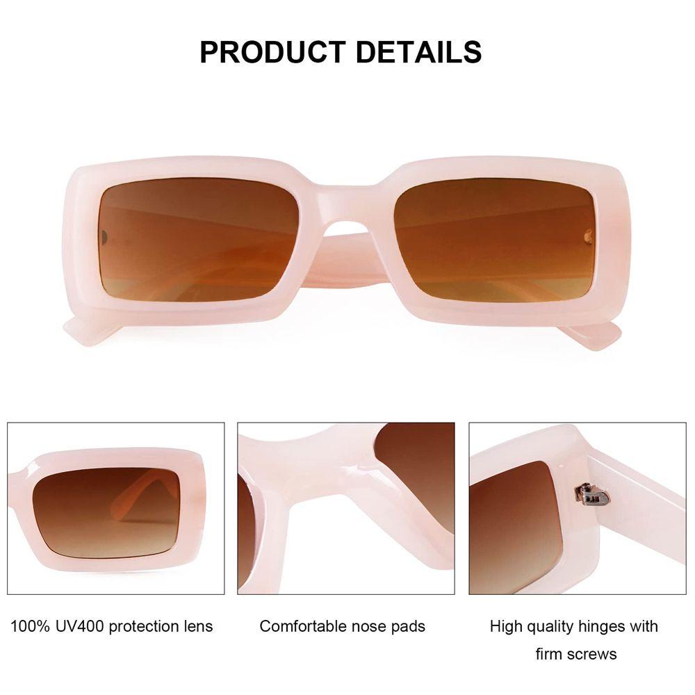 Lily Rectangle Sunglasses Retro UV400 Perlindungan Kacamata Pria Shades